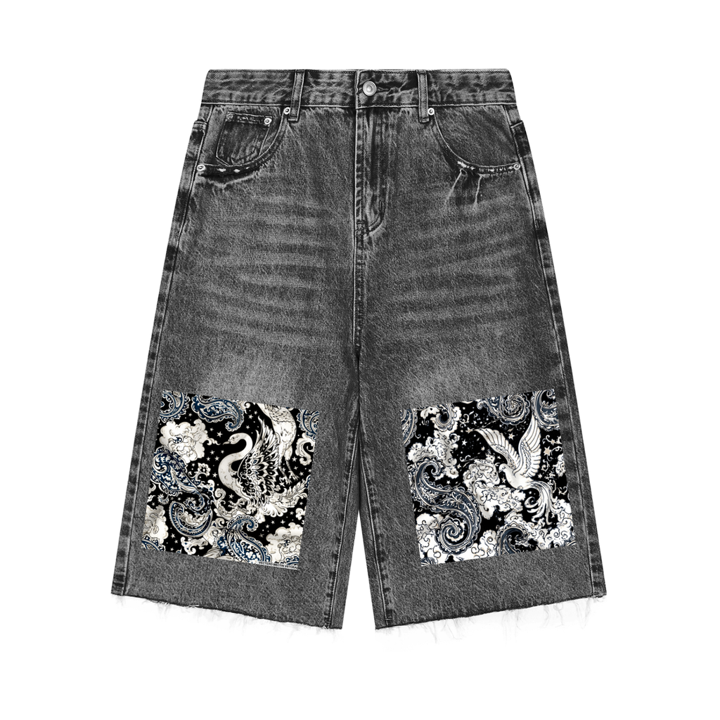 MARZ Hidden Garden Men’s Vintage Wide Leg Denim Shorts