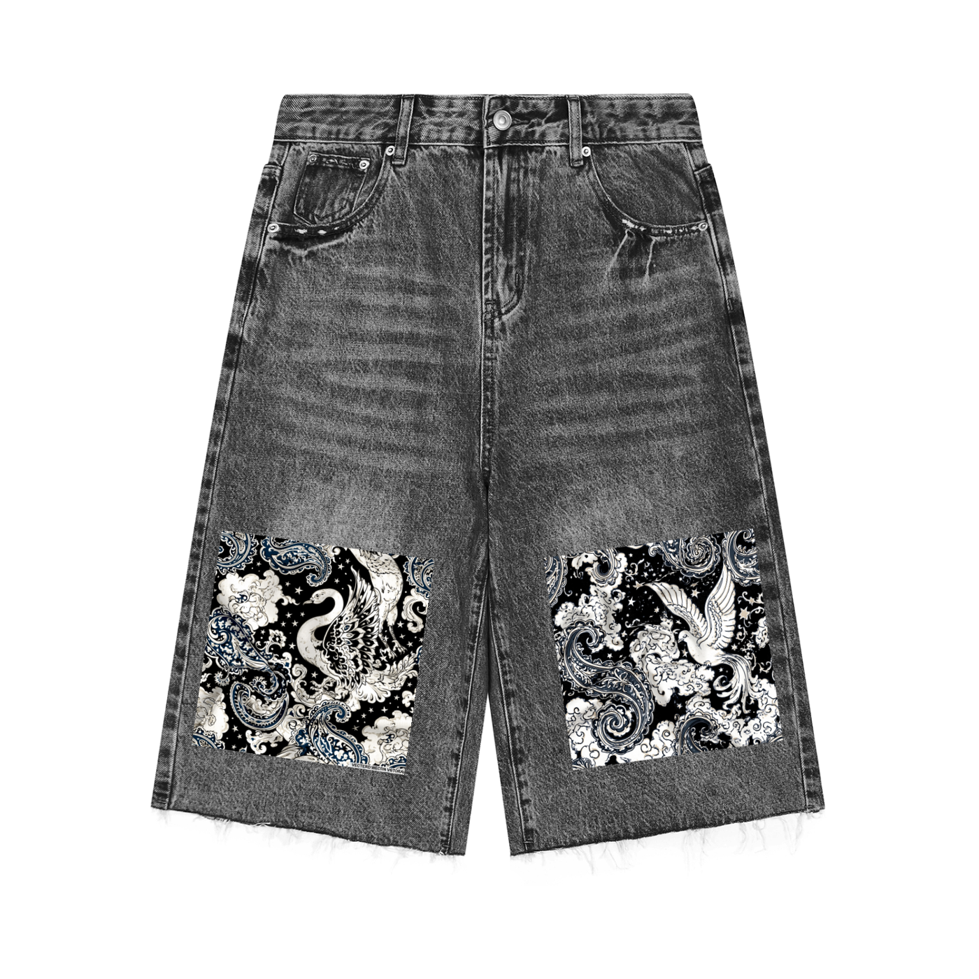 MARZ Hidden Garden Men’s Vintage Wide Leg Denim Shorts