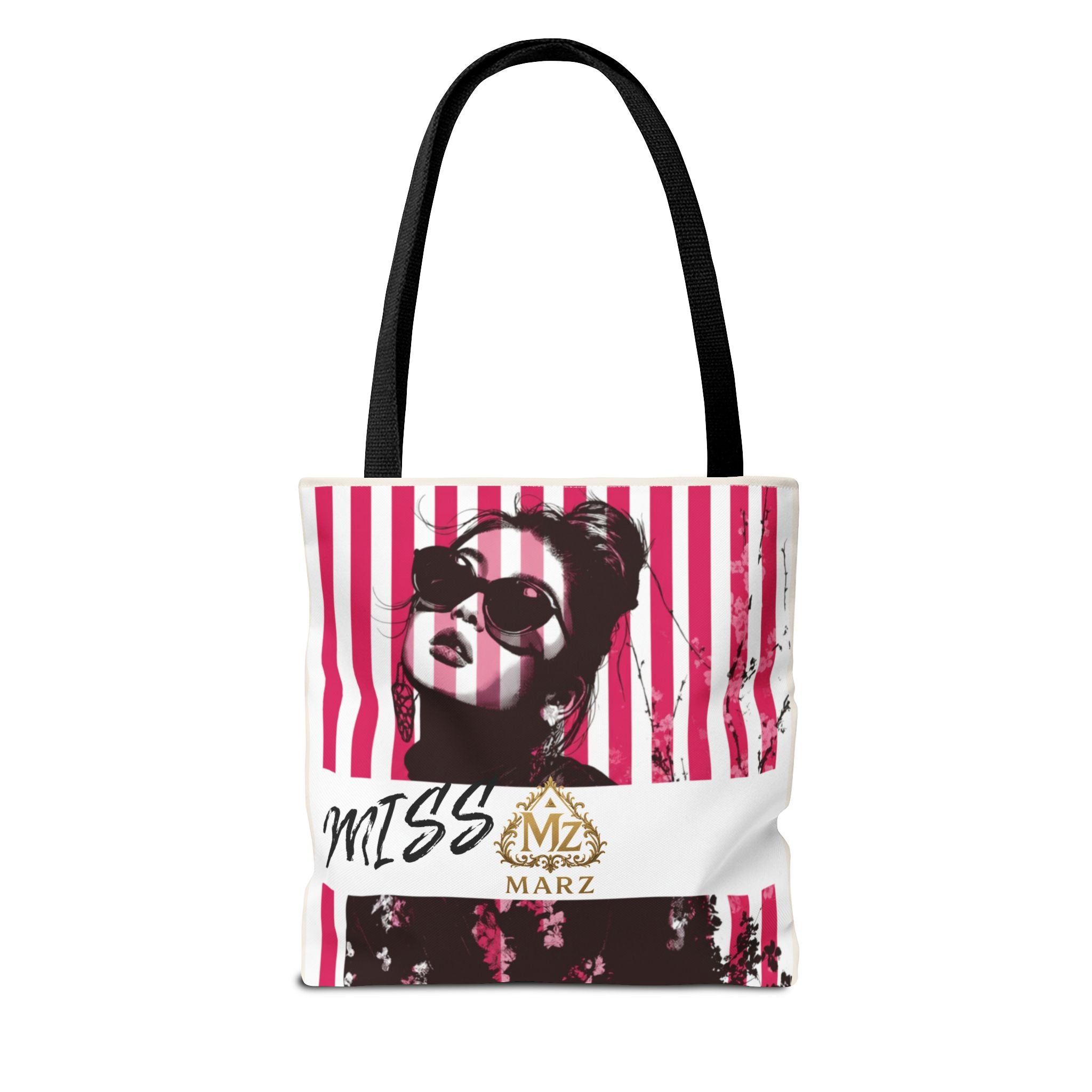 Pop Art Striped Tote Bag — 'Miss Marz' Fashion Portrait Tote