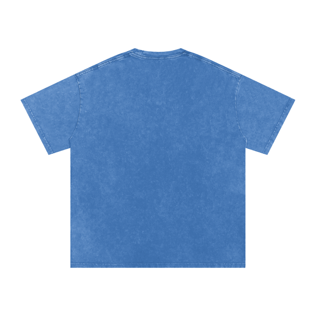 MARZ Meow Time Snow Washed Oversized Cotton T-Shirt