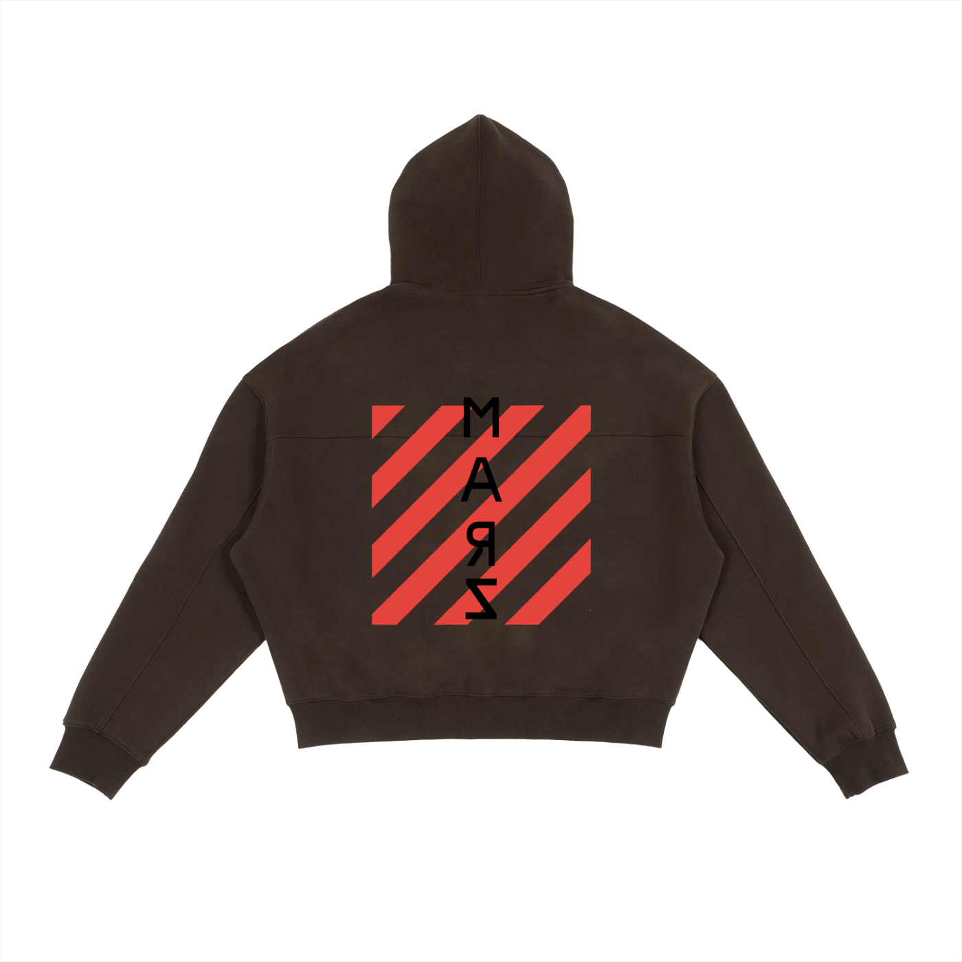 MARZ Caution Fleece Zip-Up Boxy Hoodie