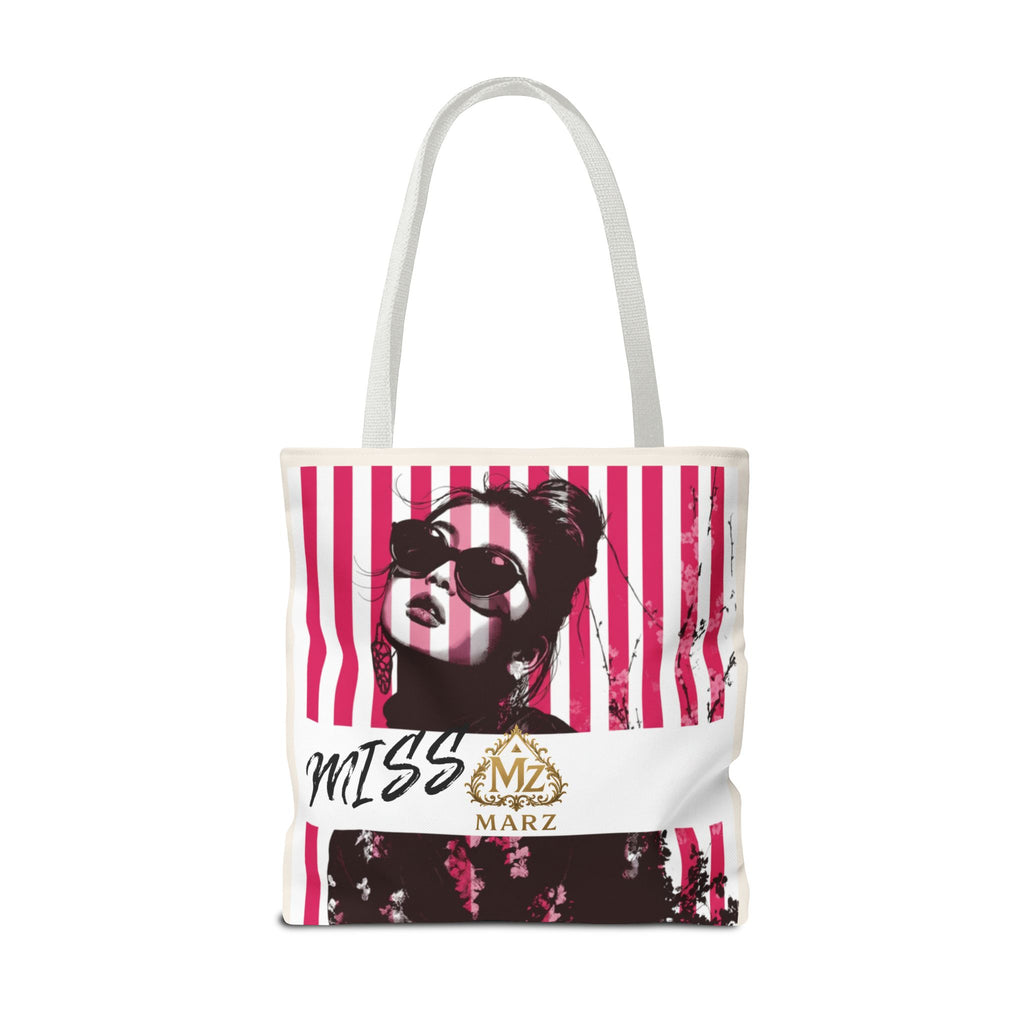 Pop Art Striped Tote Bag — 'Miss Marz' Fashion Portrait Tote