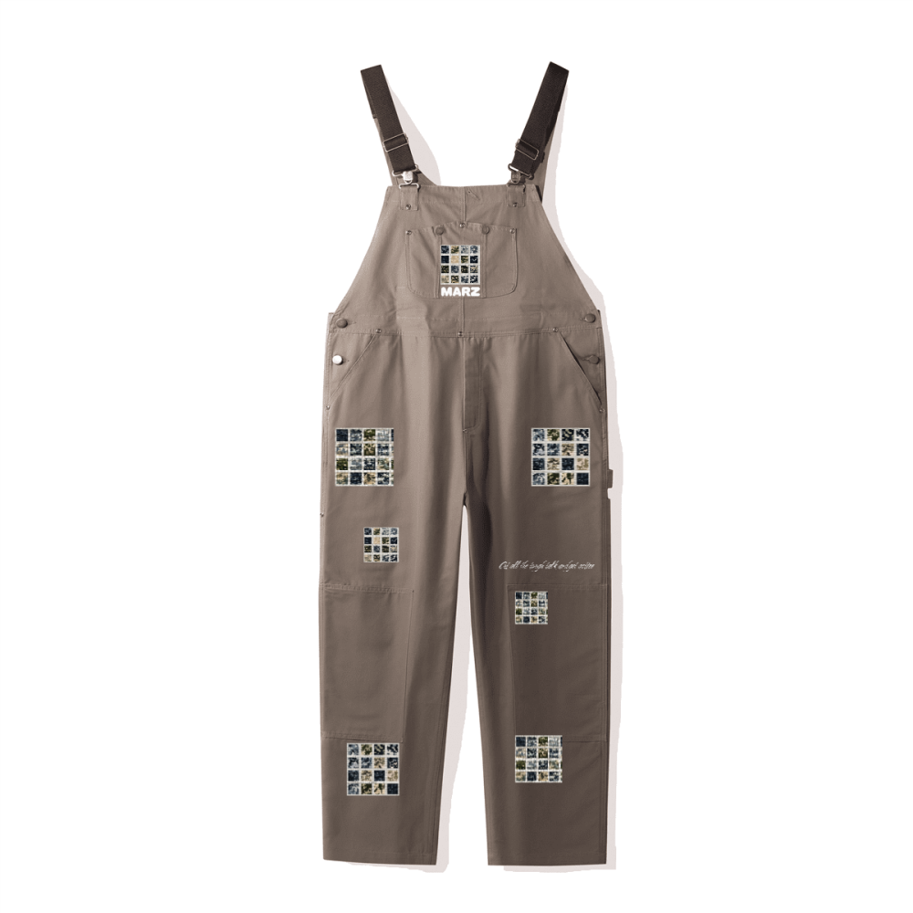 MARZ Tile Block Pixel Unisex Loose-Fit Utility Bib Overall Jumpsuit