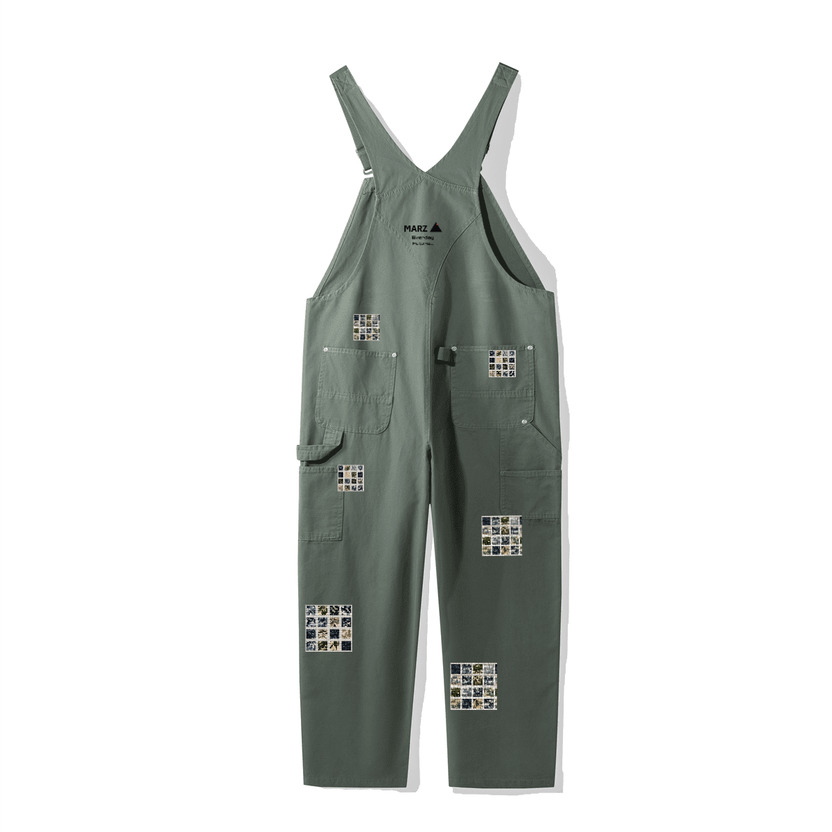 MARZ Tile Block Pixel Unisex Loose-Fit Utility Bib Overall Jumpsuit