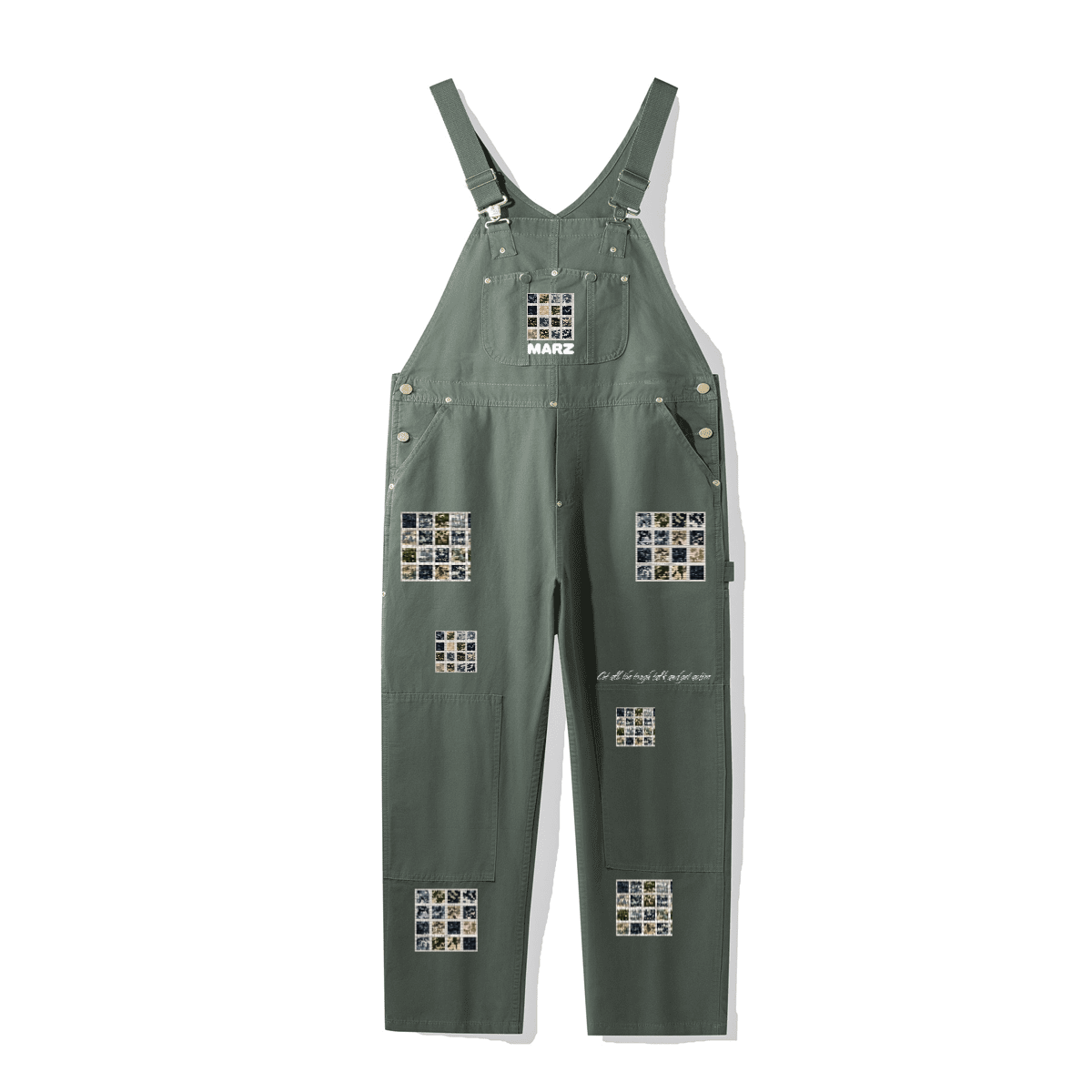 MARZ Tile Block Pixel Unisex Loose-Fit Utility Bib Overall Jumpsuit