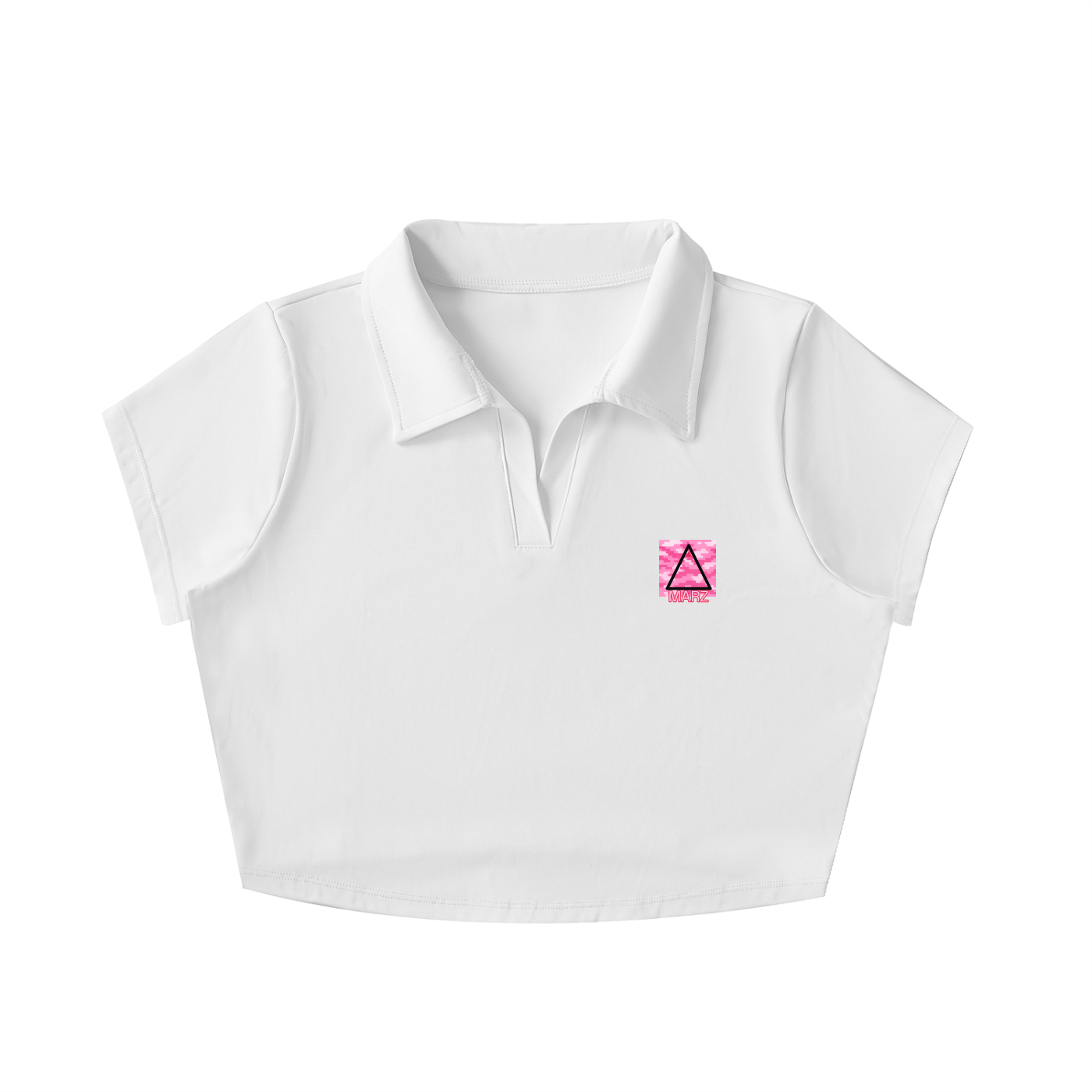 Pink Pixel Camo V-Neck Lapel Crop Top