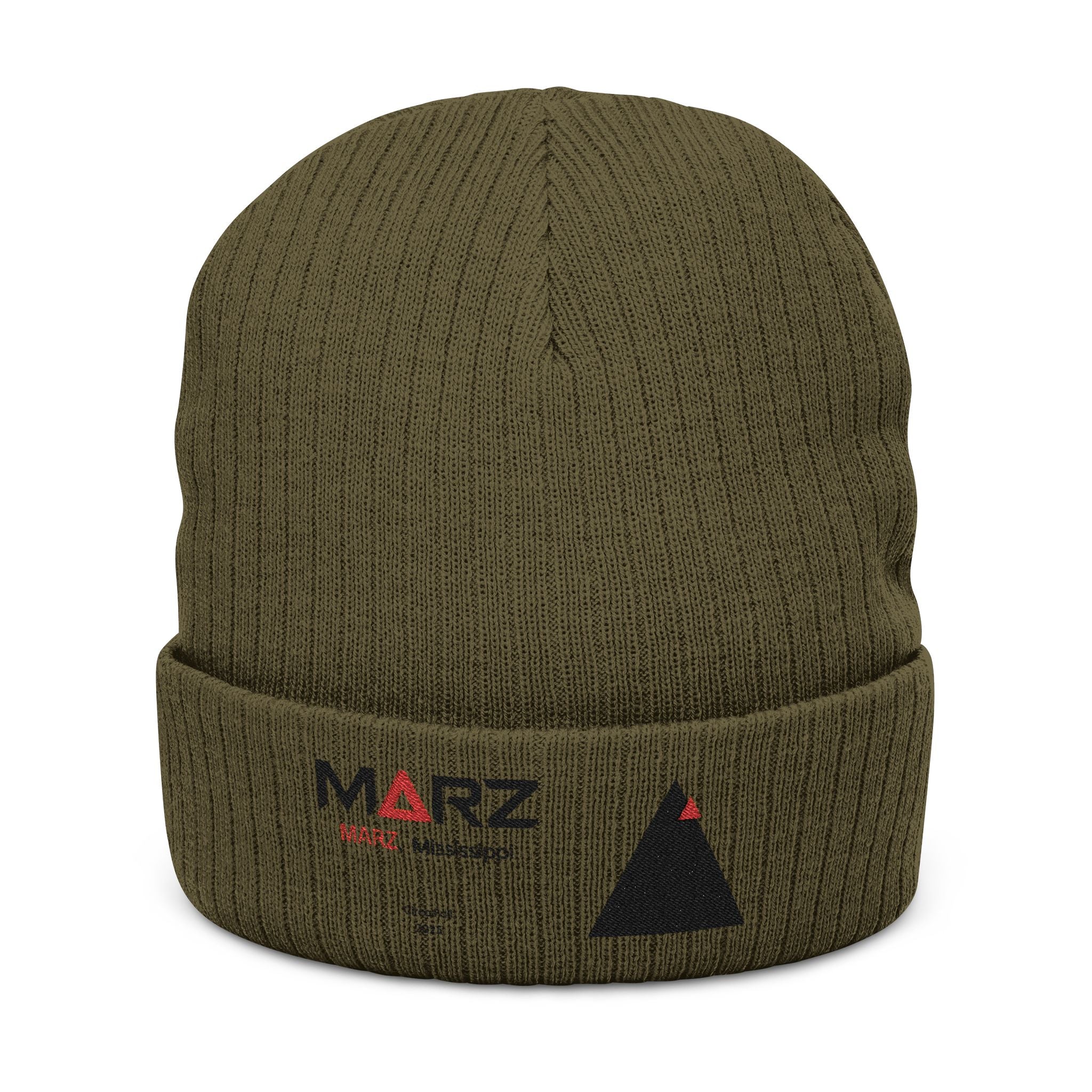 MARZ Workman Embroidered Ribbed Knit Beanie
