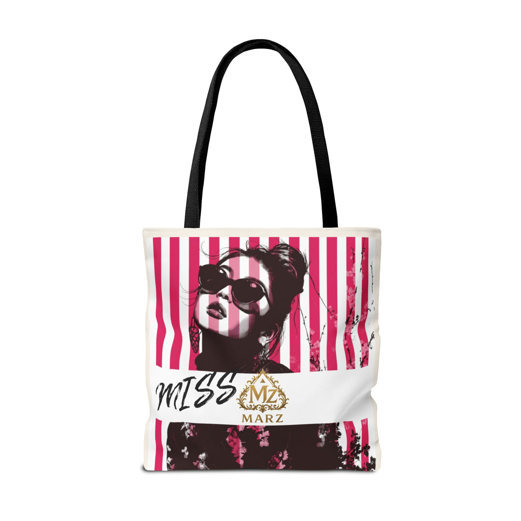 Pop Art Striped Tote Bag — 'Miss Marz' Fashion Portrait Tote