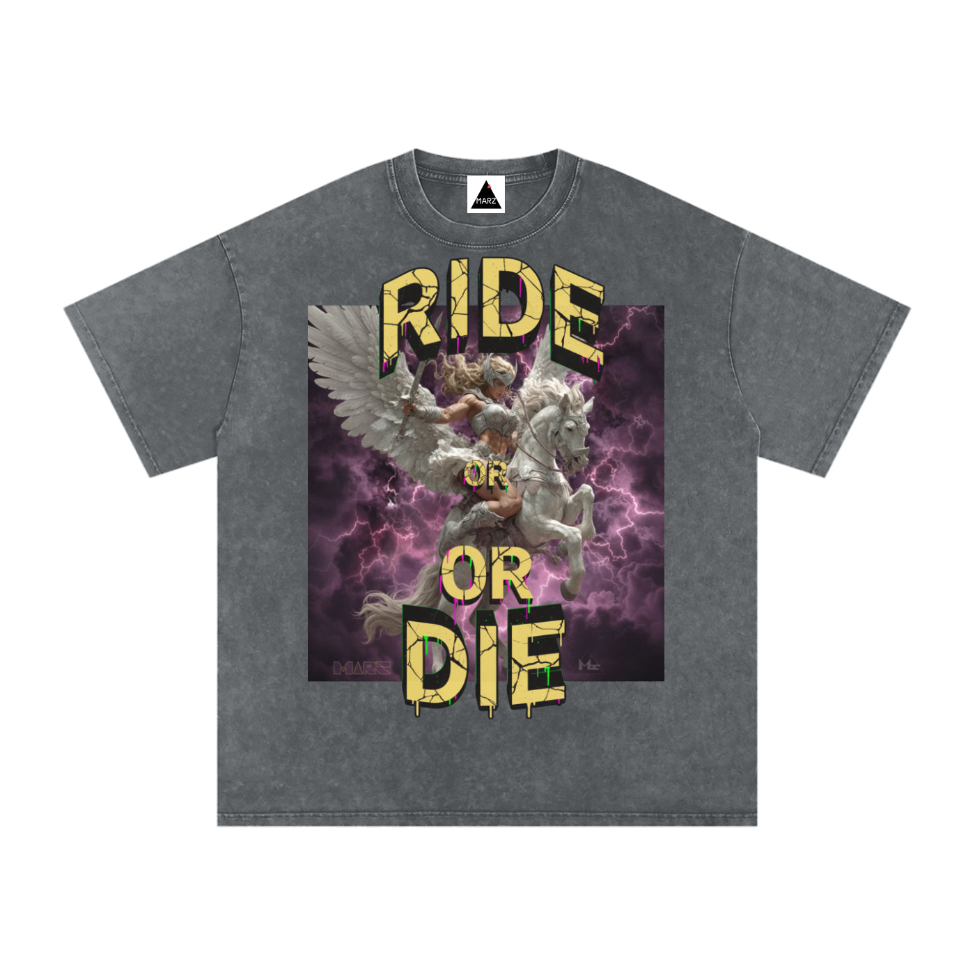 Ride or Die Valkyrie Snow Washed Oversized Cotton T-Shirt
