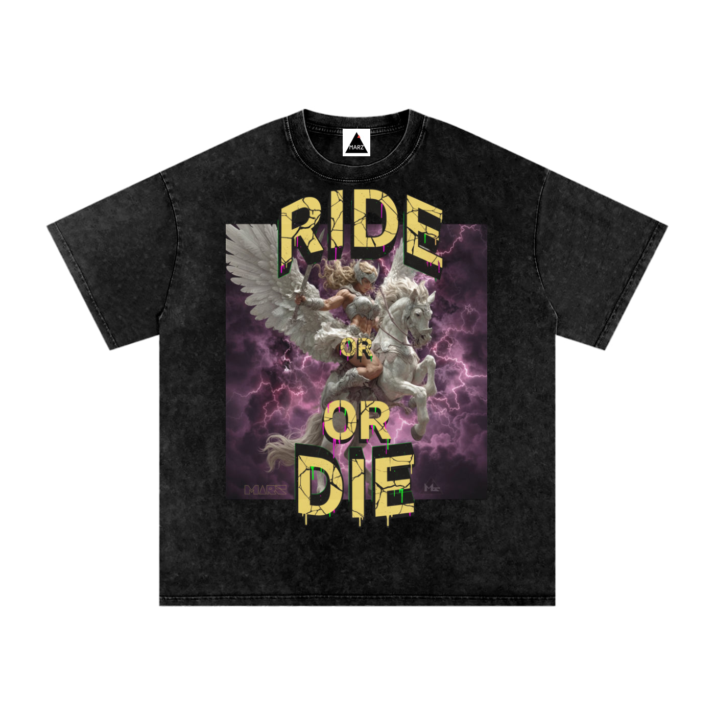 Ride or Die Valkyrie Snow Washed Oversized Cotton T-Shirt