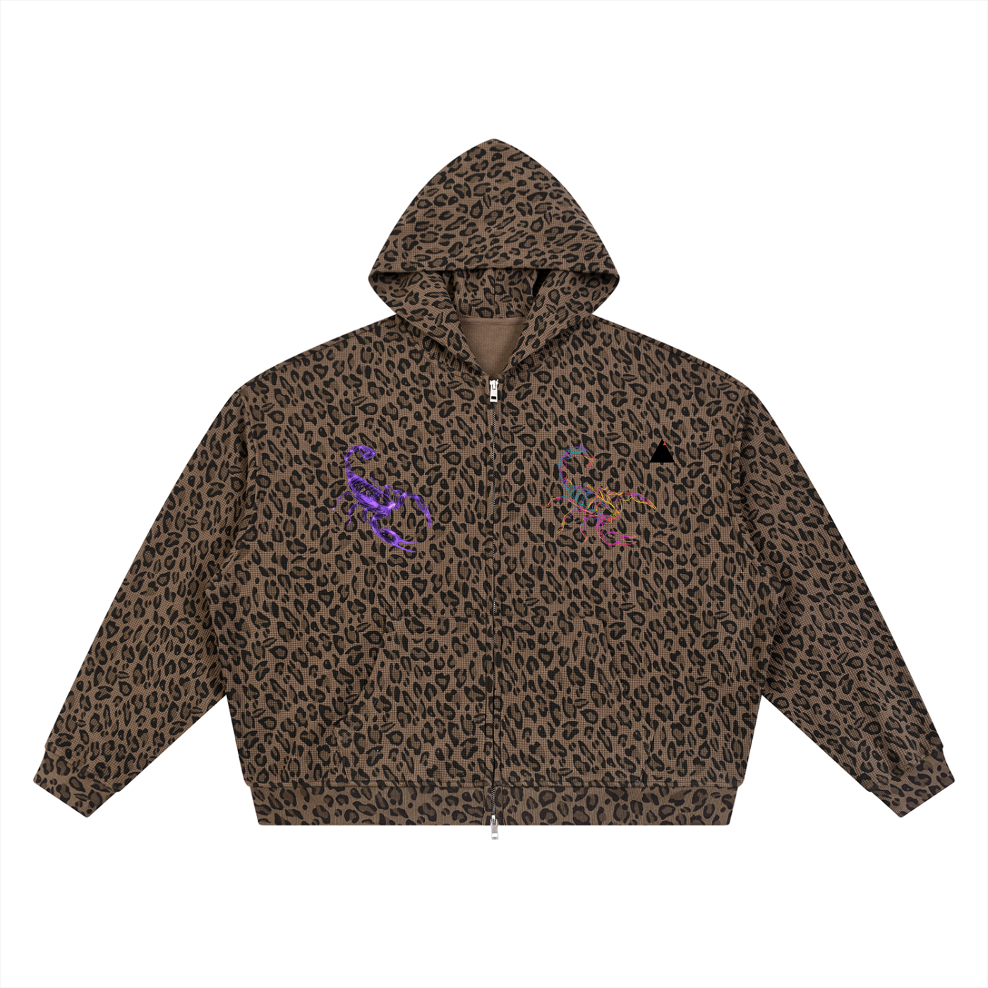 Unisex MARZ Stinger Leopard Print Waffle Full Zip Hoodie