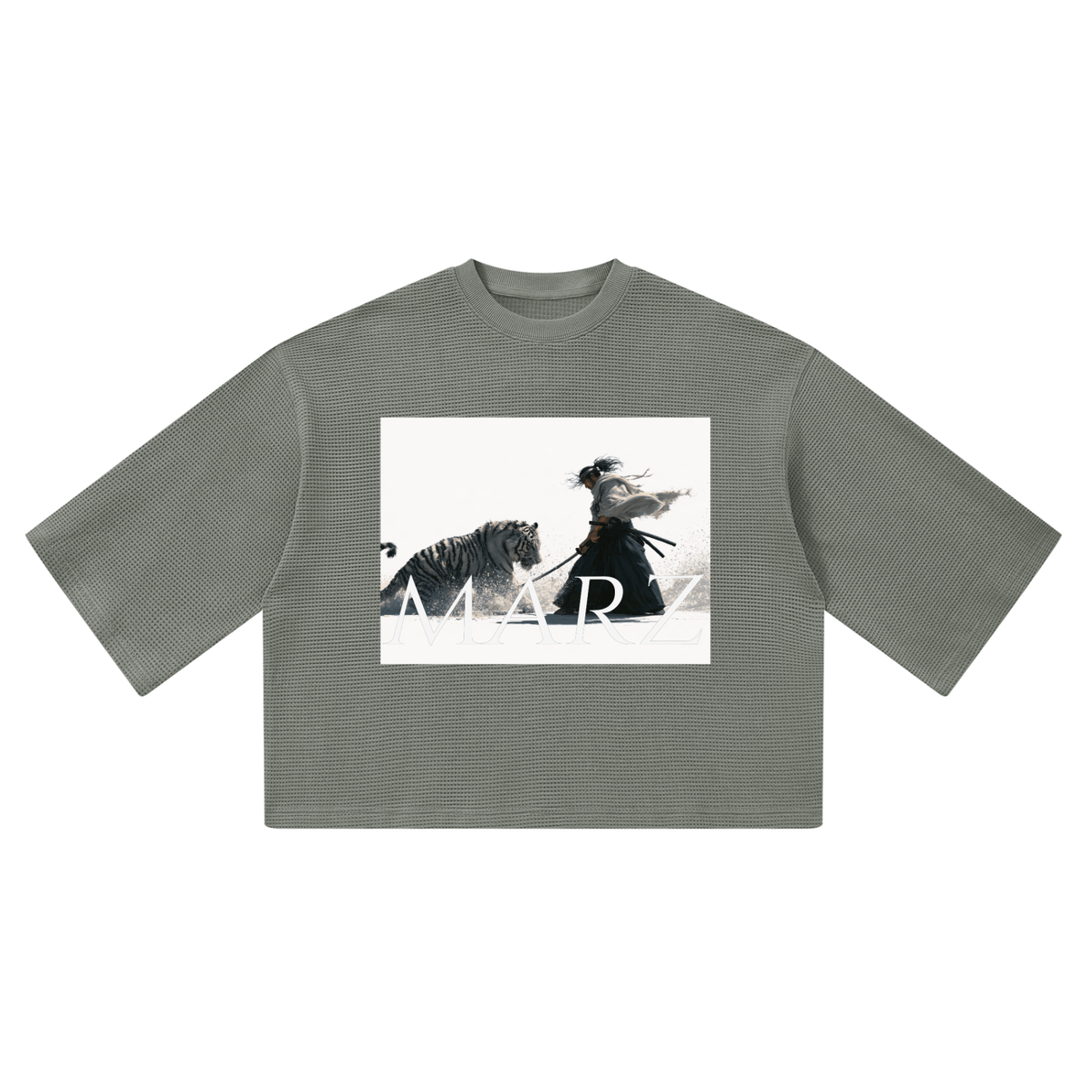 MARZ Musashi v Tora Yuki Tatakai Unisex Waffle Boxy T-Shirt