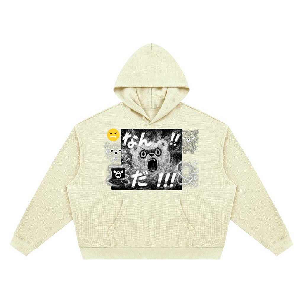 EMOUNA Kuma-Chi Darake Unisex Waffle Boxy Hoodie