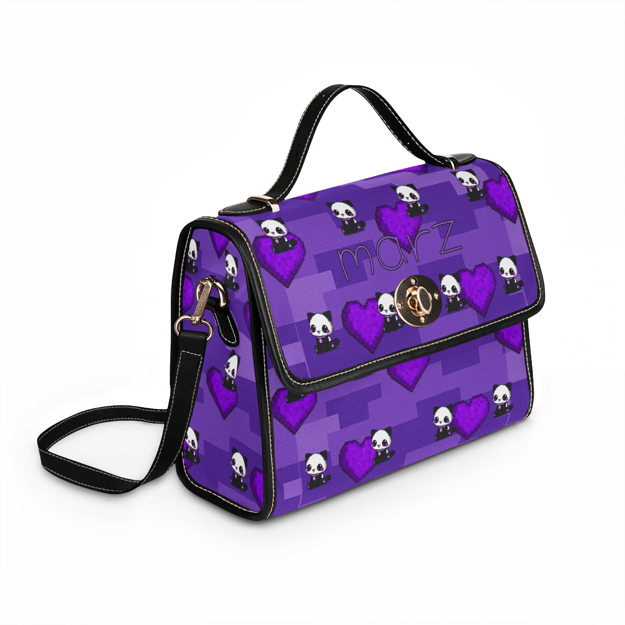 MARZ Purple Pixel Panda Waterproof Tote