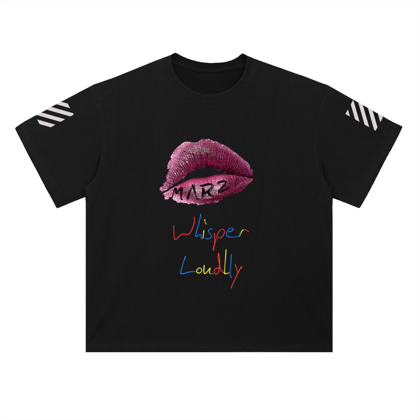 MARZ Black Whisper Drop Shoulder Cotton T-Shirt