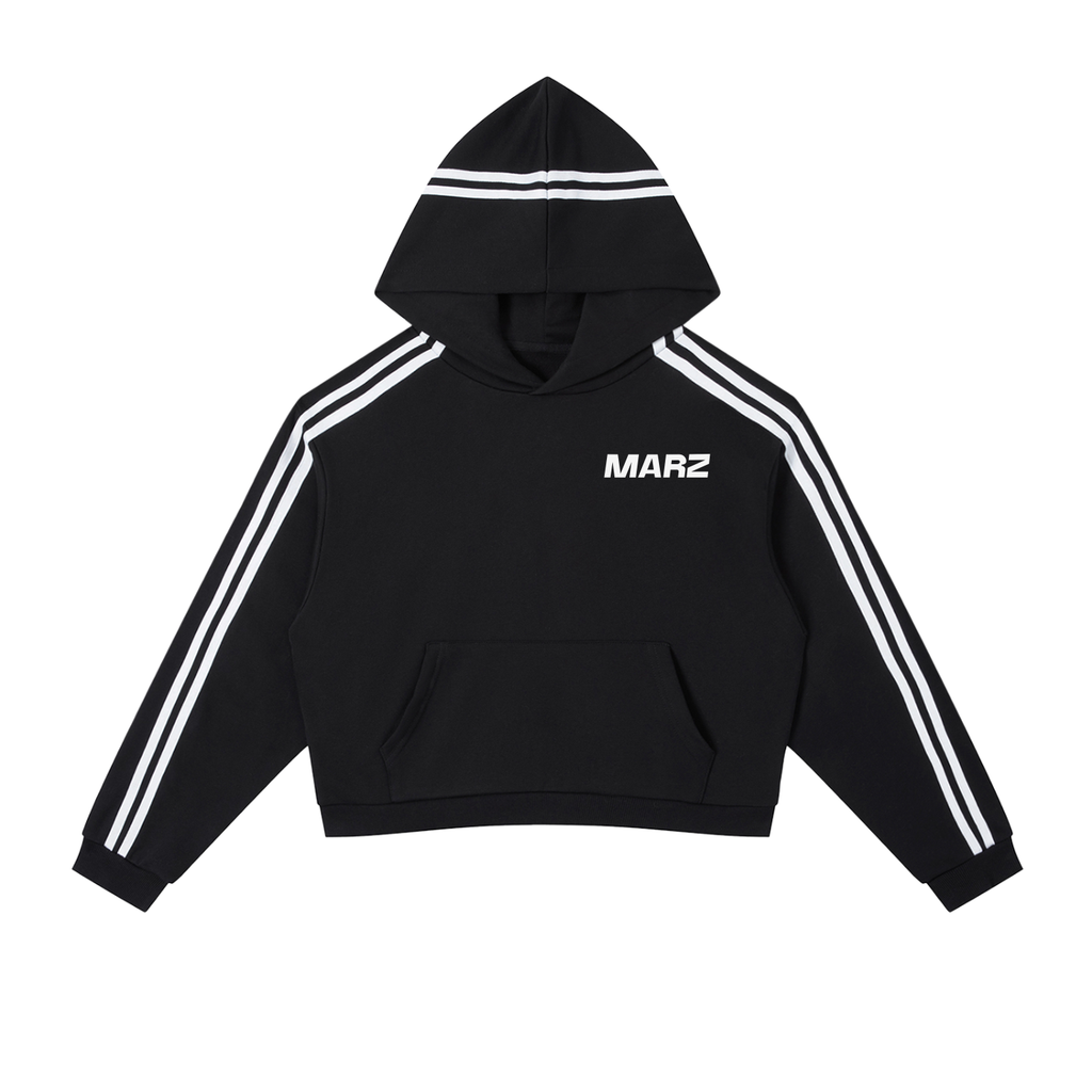 Marz Contrast Side Striped Cropped Hoodie (W)