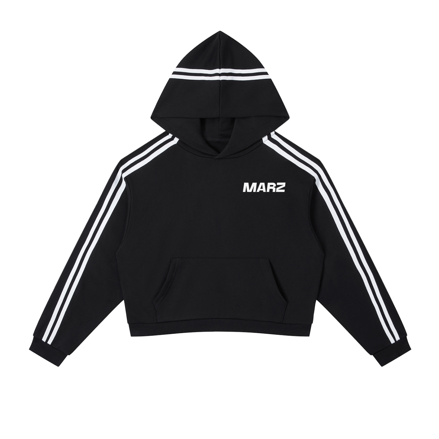Marz Contrast Side Striped Cropped Hoodie (W)