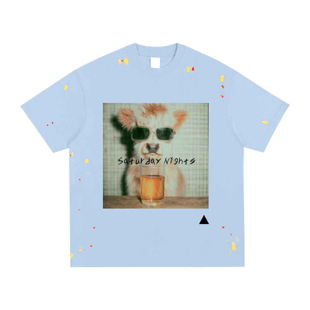 Saturday Nights Mini Cow Paint Splatter T-Shirt