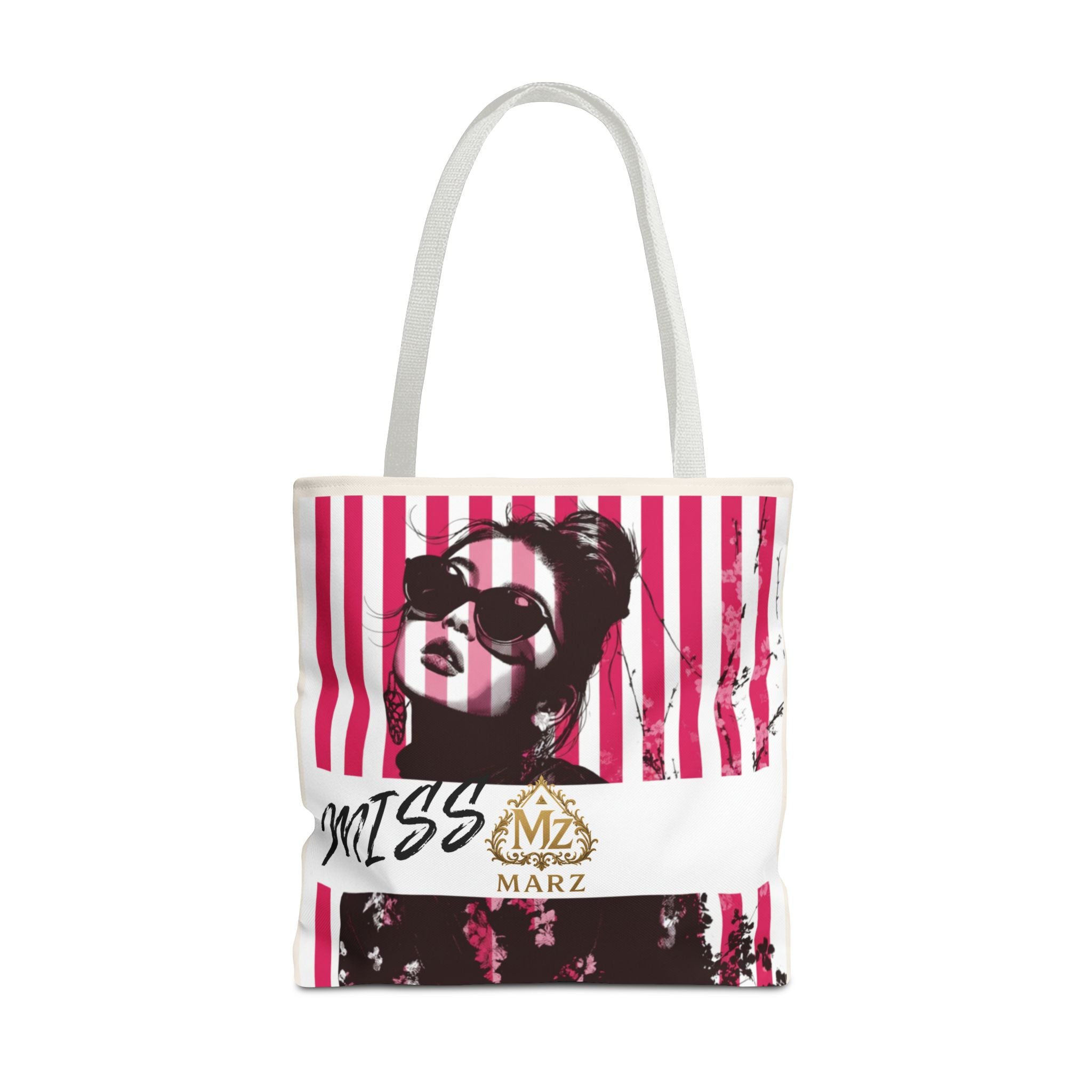 Pop Art Striped Tote Bag — 'Miss Marz' Fashion Portrait Tote