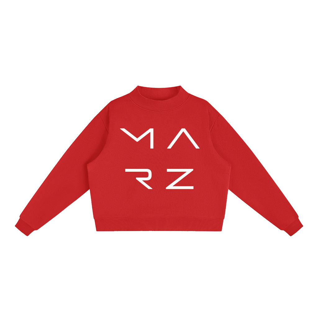 MARZ Transcendent Essential Fleece Mock-Neck Crew Sweatshirt
