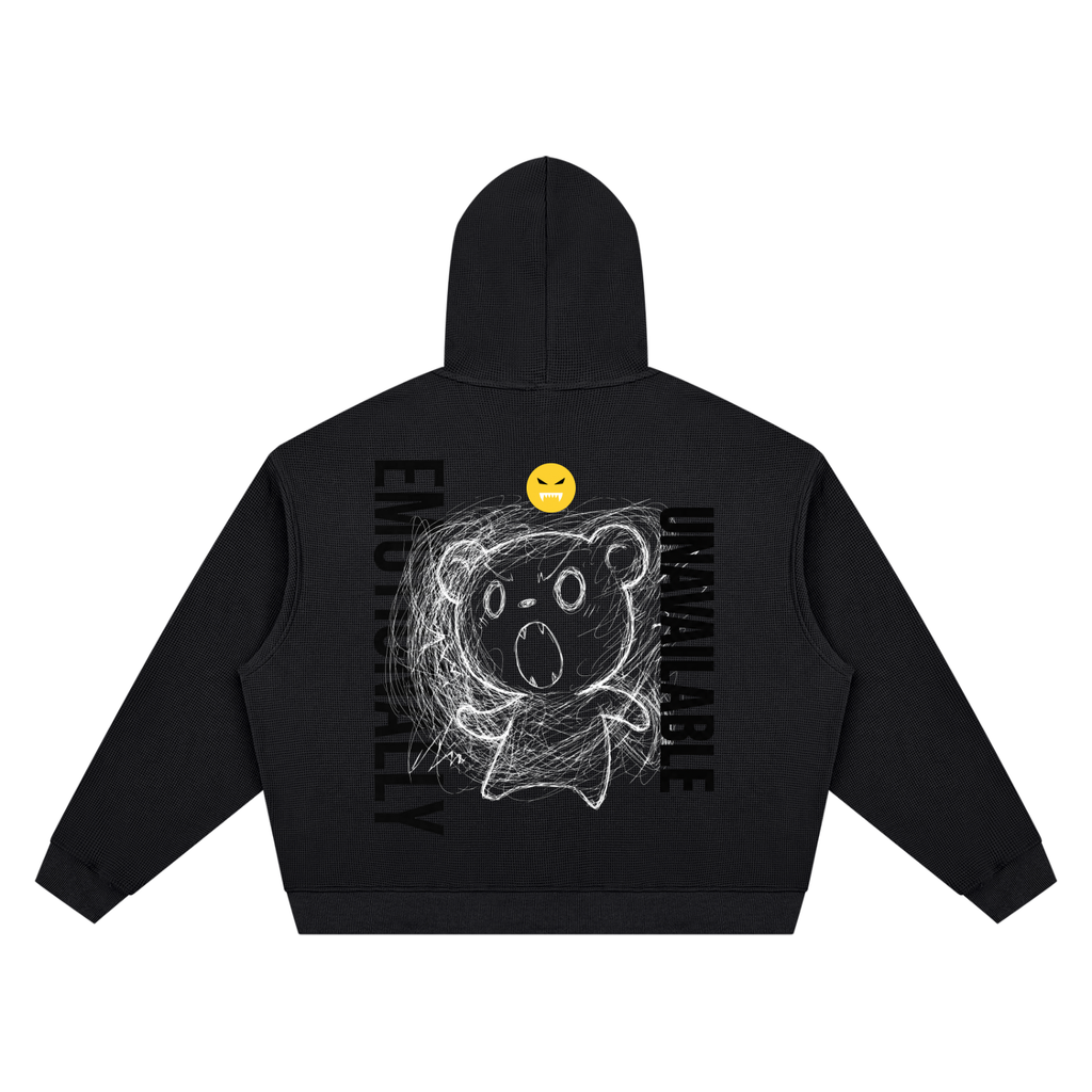 EMOUNA Kuma-Chi Darake Unisex Waffle Boxy Hoodie
