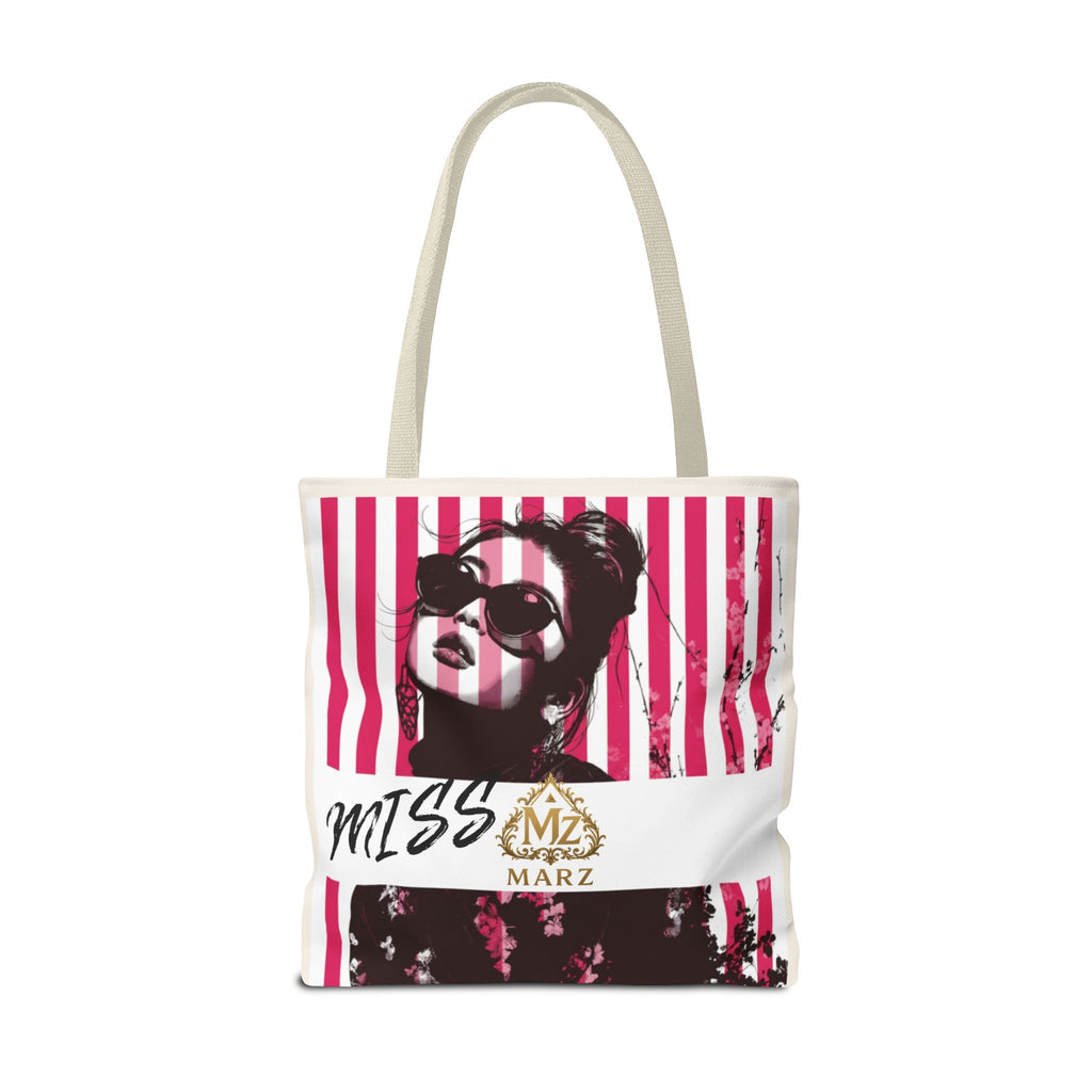 Pop Art Striped Tote Bag — 'Miss Marz' Fashion Portrait Tote