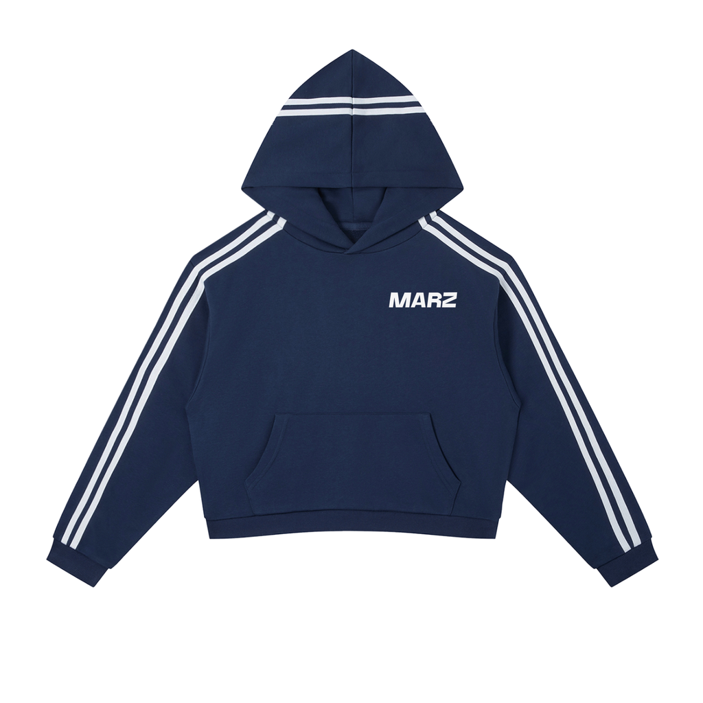 Marz Contrast Side Striped Cropped Hoodie (W)