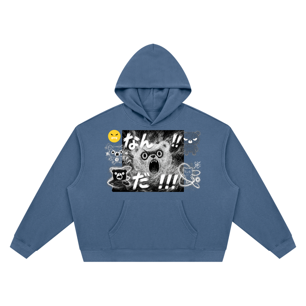 EMOUNA Kuma-Chi Darake Unisex Waffle Boxy Hoodie