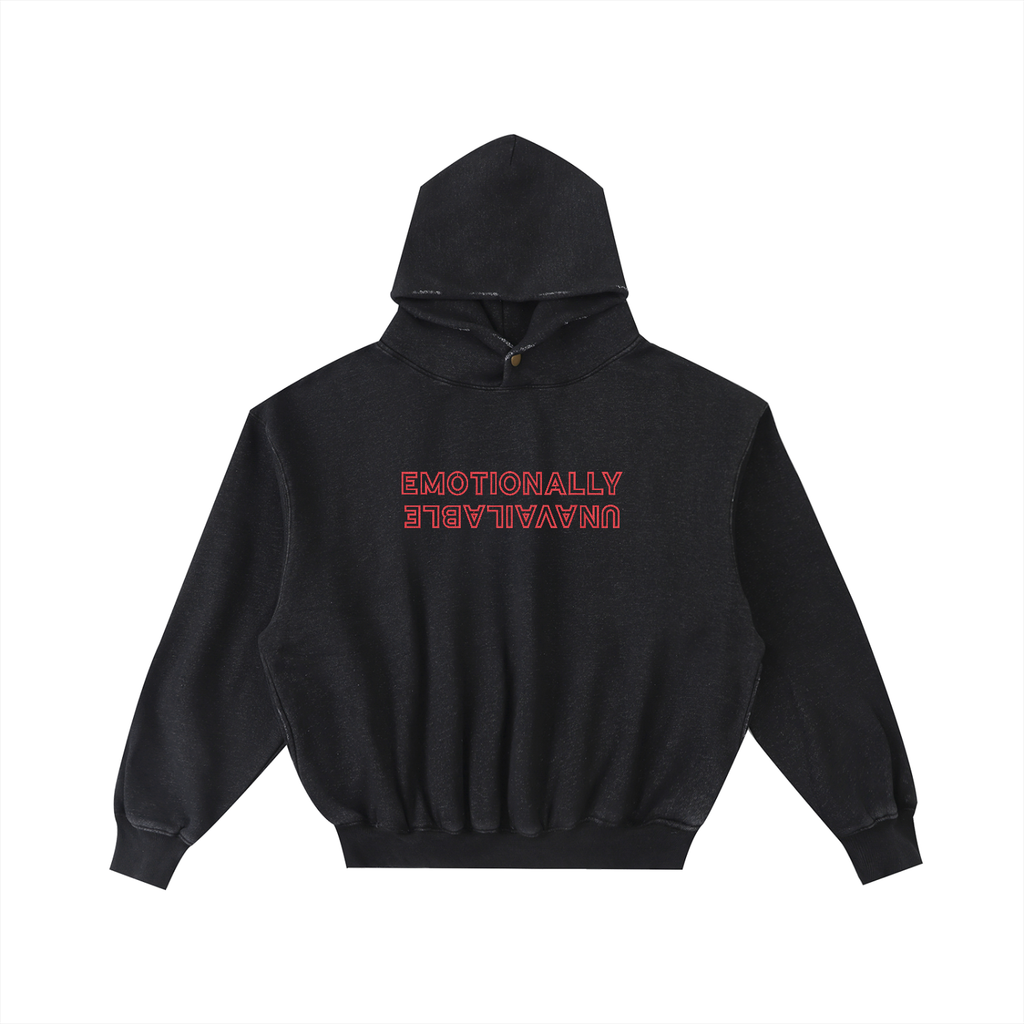 EmotionallyUnavailable Frayed Enzyme Washed Fleece Hoodie