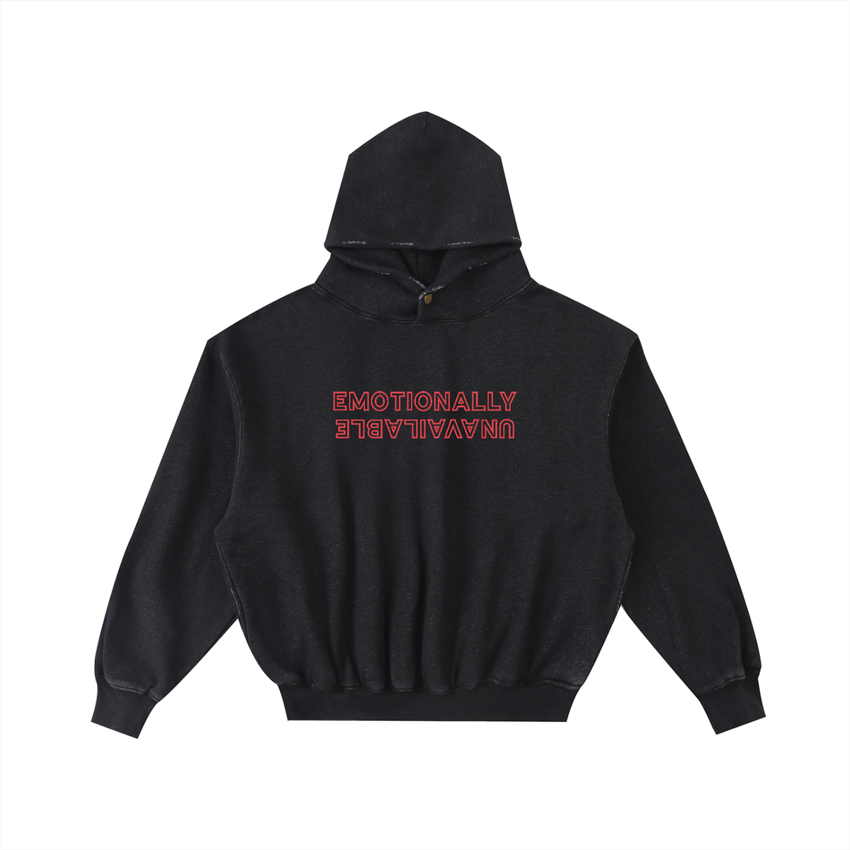 EmotionallyUnavailable Frayed Enzyme Washed Fleece Hoodie