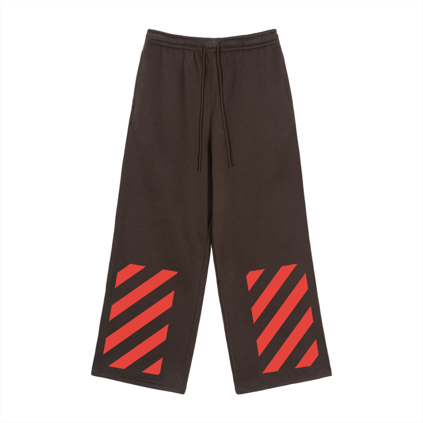 MARZ Caution Fleece Drawstring Straight-Leg Sweatpants
