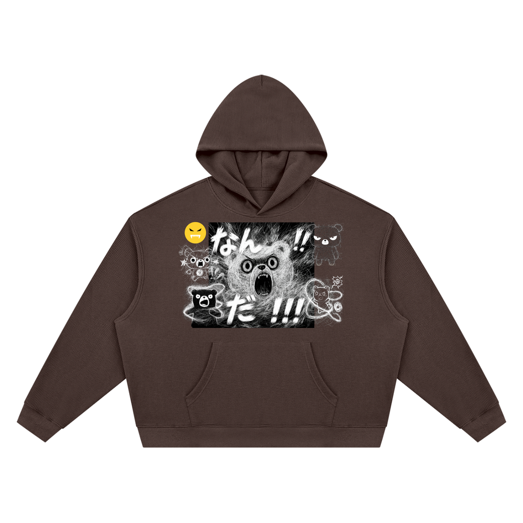 EMOUNA Kuma-Chi Darake Unisex Waffle Boxy Hoodie