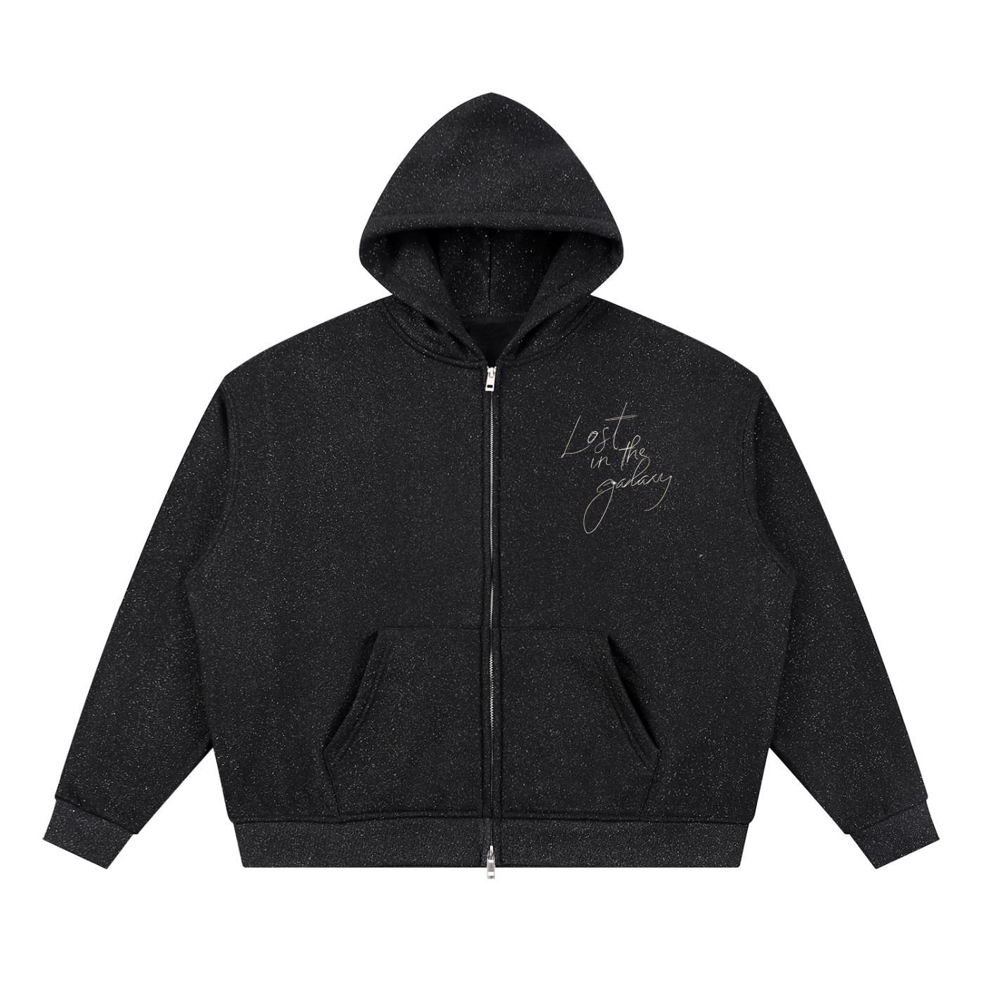 MARZ Lost in the Galaxy Unisex Sparkles Full Zip Boxy Hoodie