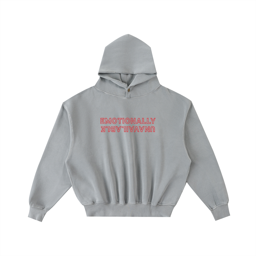EmotionallyUnavailable Frayed Enzyme Washed Fleece Hoodie