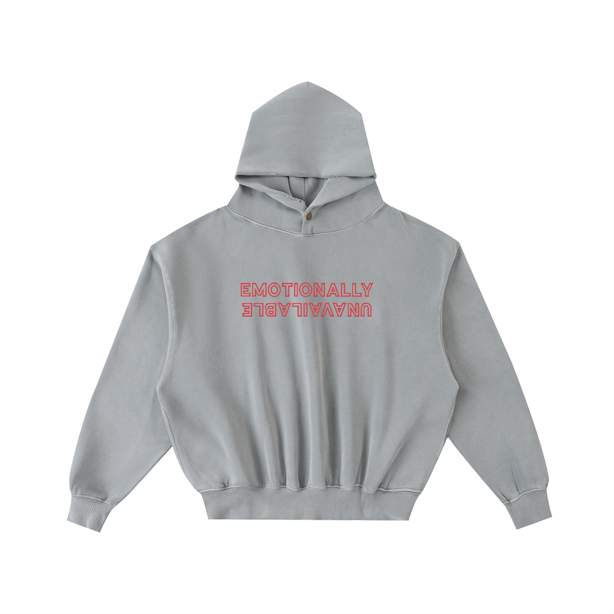 EmotionallyUnavailable Frayed Enzyme Washed Fleece Hoodie