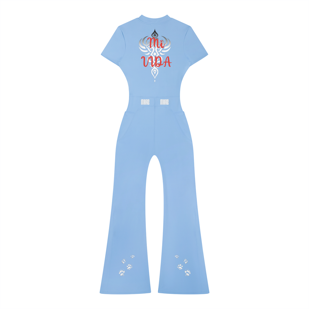 MARZ Vixen Women’s Tight Flared Leg Quarter-Zip Jumpsuit