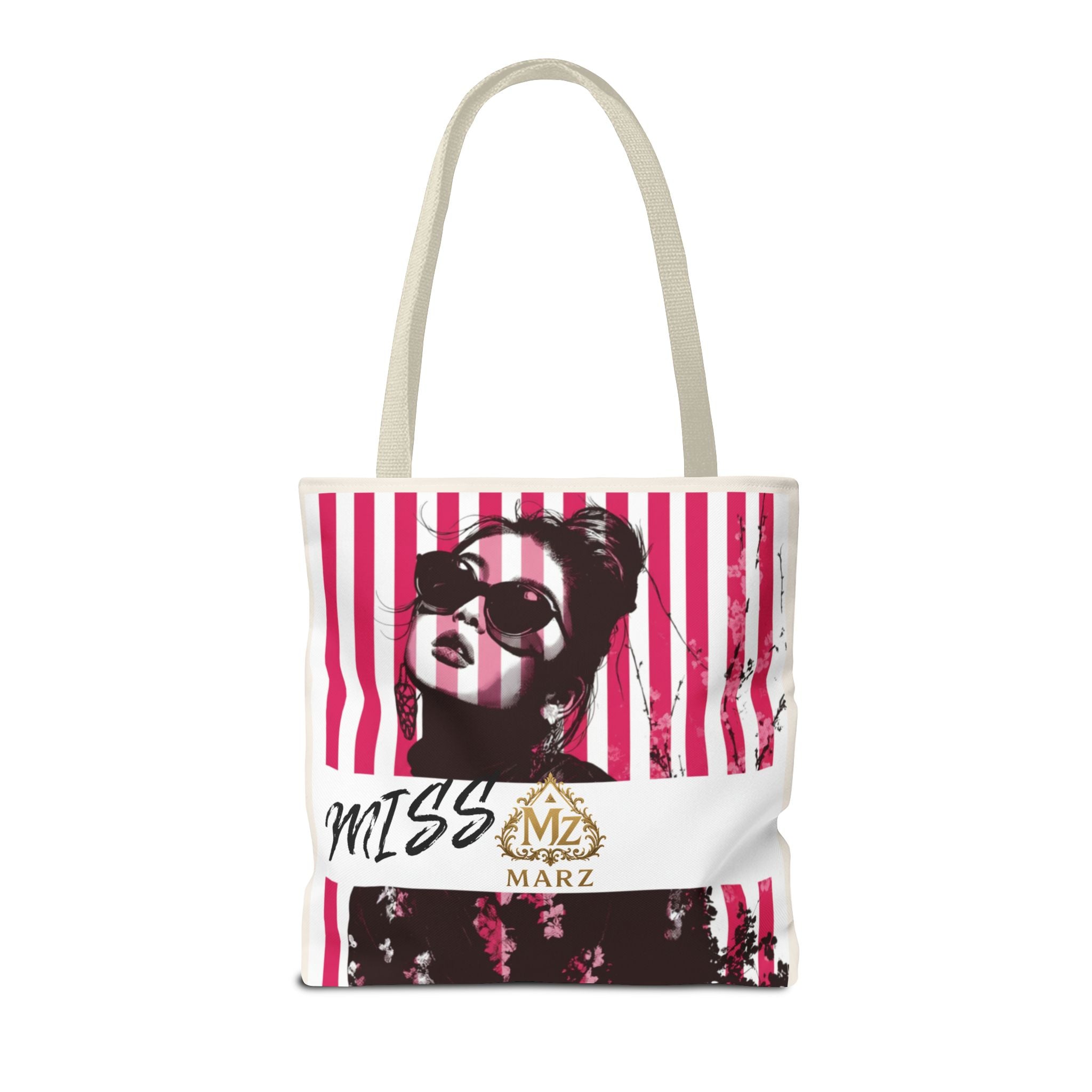 Pop Art Striped Tote Bag — 'Miss Marz' Fashion Portrait Tote