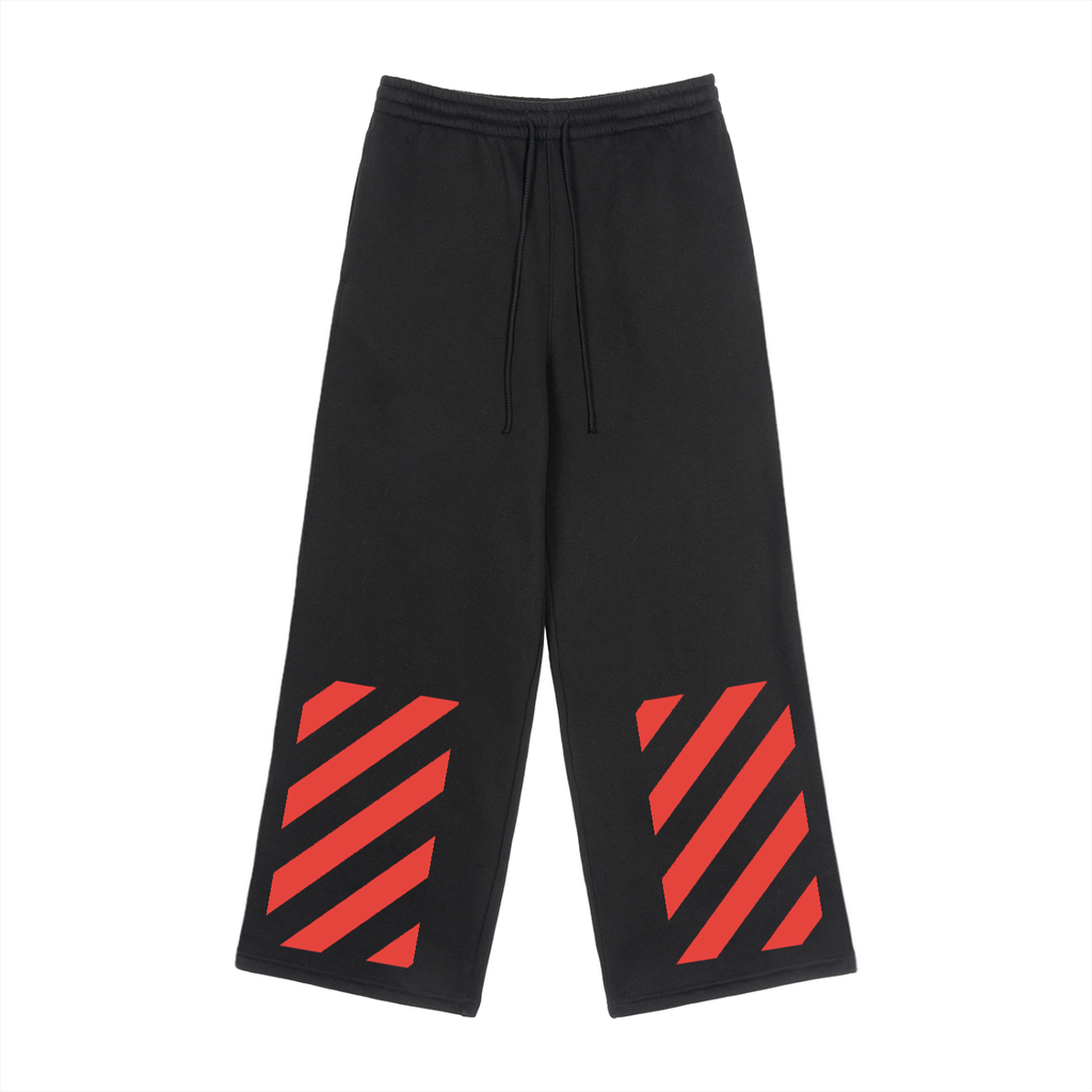MARZ Caution Fleece Drawstring Straight-Leg Sweatpants