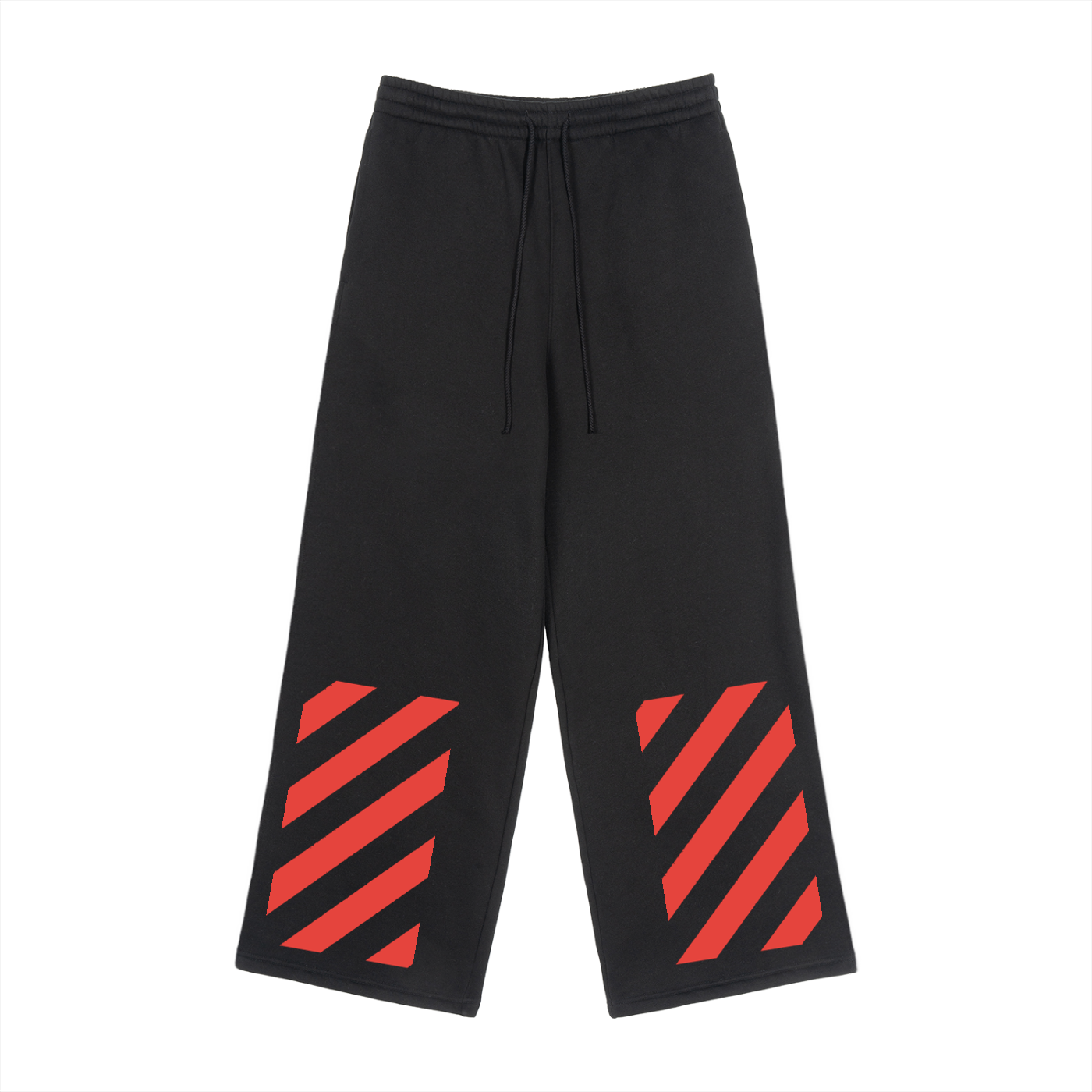 MARZ Caution Fleece Drawstring Straight-Leg Sweatpants