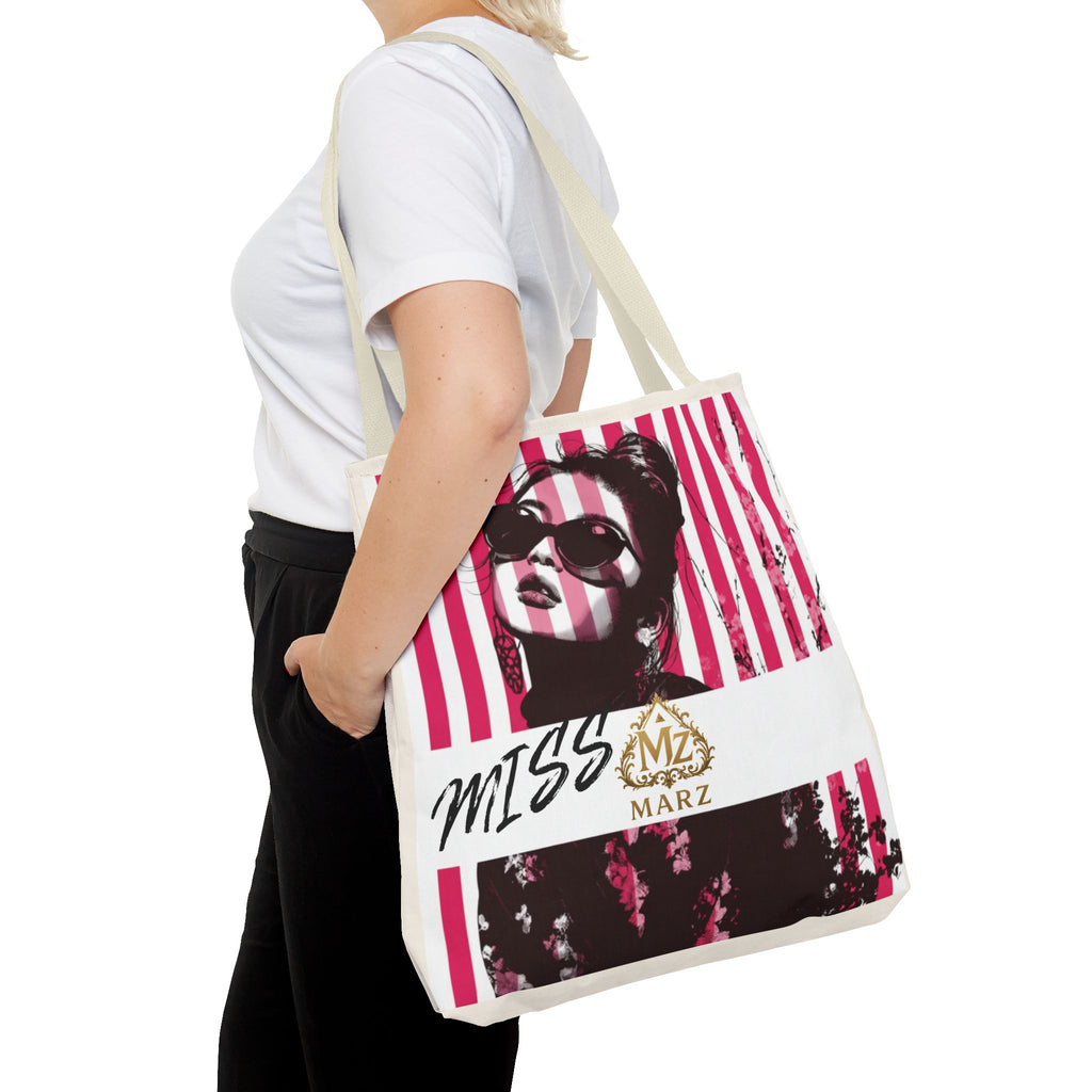 Pop Art Striped Tote Bag — 'Miss Marz' Fashion Portrait Tote