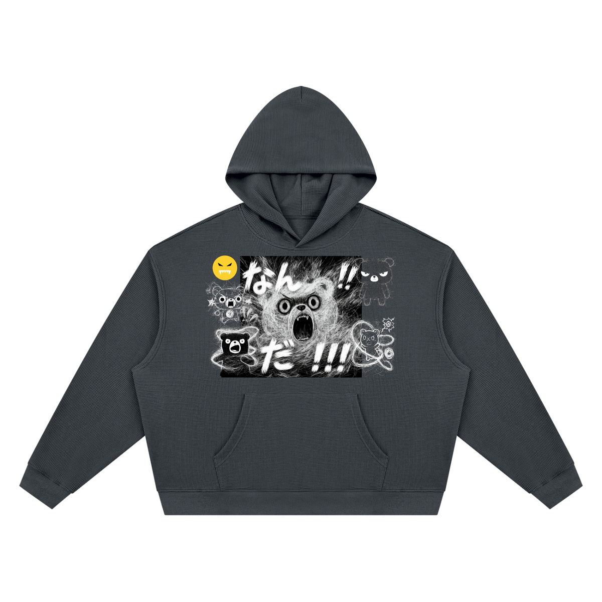 EMOUNA Kuma-Chi Darake Unisex Waffle Boxy Hoodie
