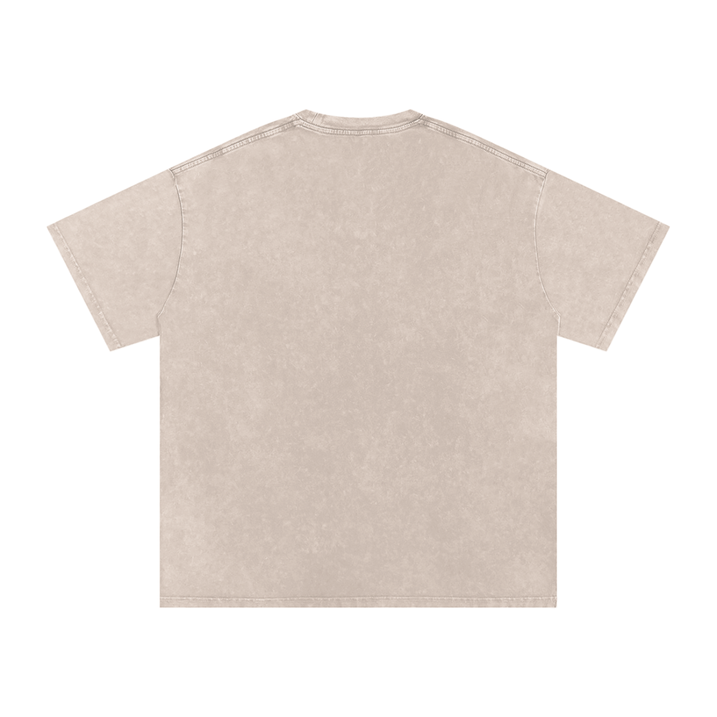MARZ Meow Time Snow Washed Oversized Cotton T-Shirt