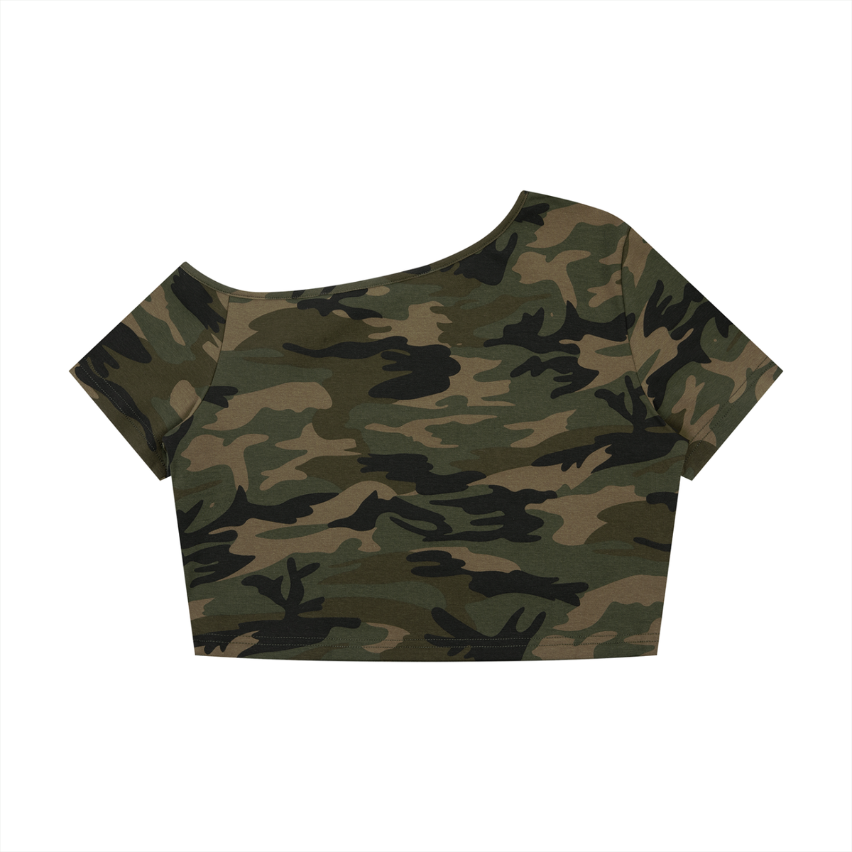 MARZ Women's Camo Off-Shoulder Crop T-Shirt
