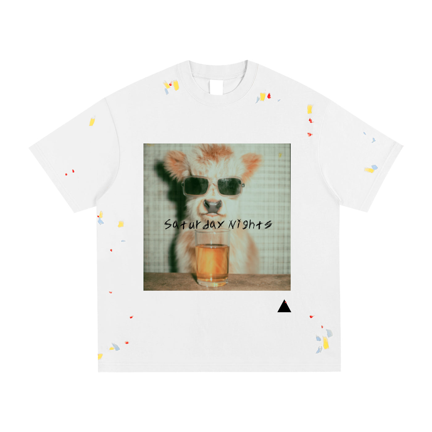 Saturday Nights Mini Cow Paint Splatter T-Shirt