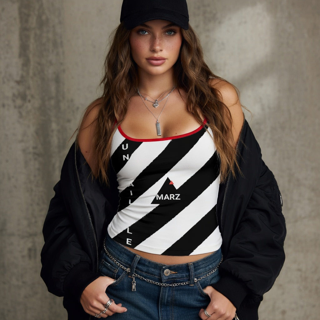 MARZ/Unavailable Caution Stripe Strap Tank Top