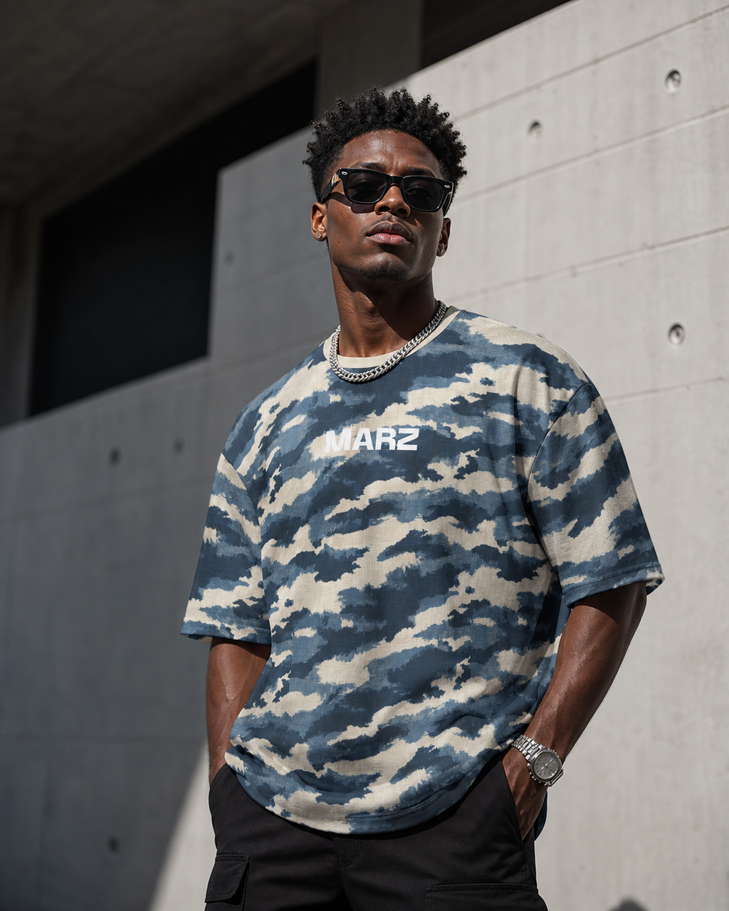 MARZ Urban Pixel Camo Oversized Crewneck