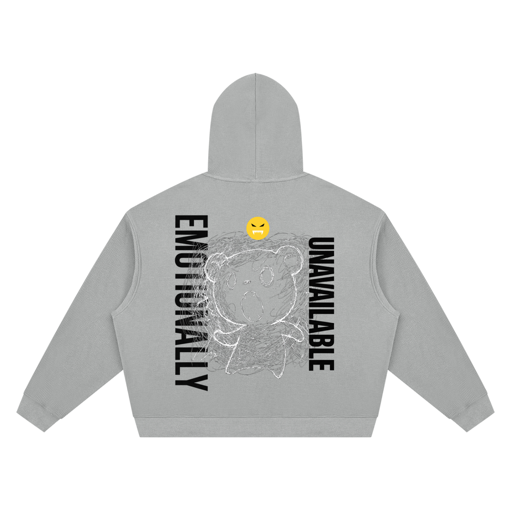 EMOUNA Kuma-Chi Darake Unisex Waffle Boxy Hoodie