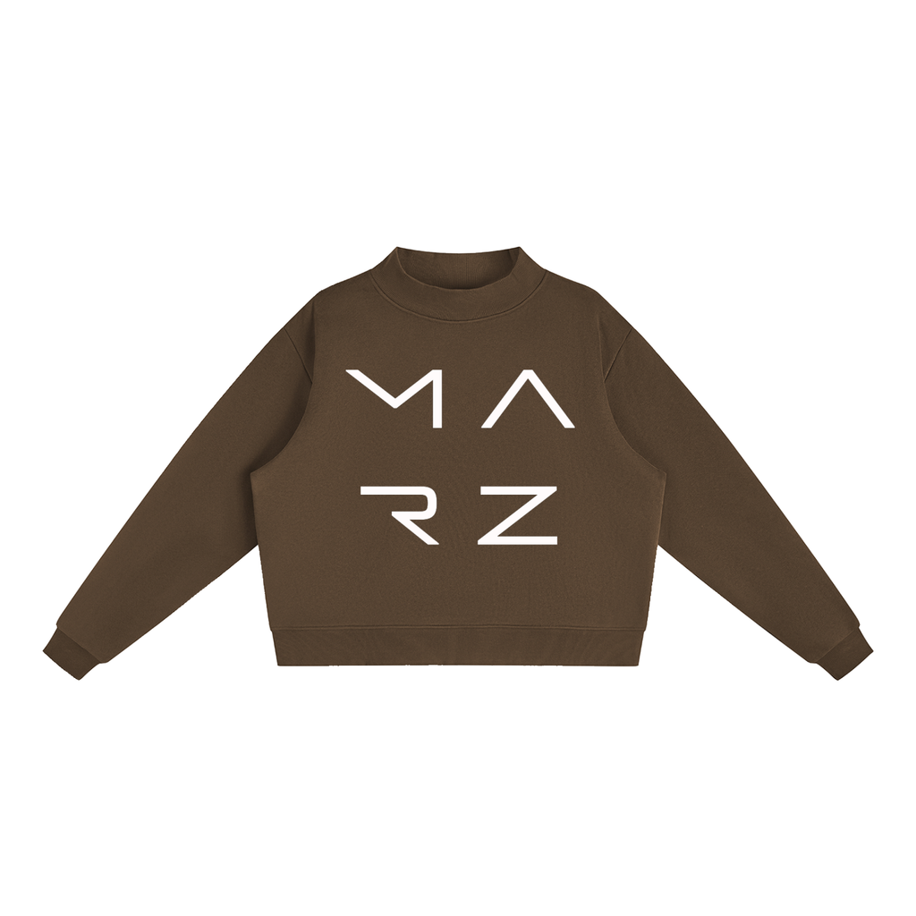 MARZ Transcendent Essential Fleece Mock-Neck Crew Sweatshirt