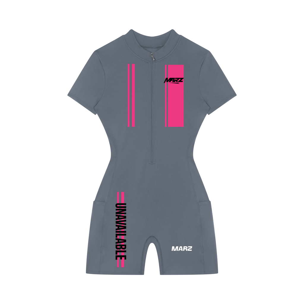 MARZ Cyberpunk Women's Quarter-Zip Short Sleeve Romper