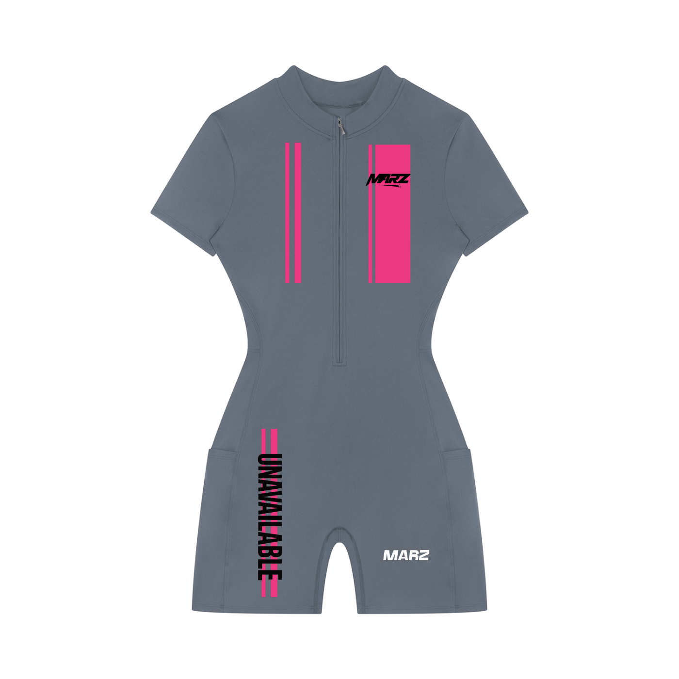 MARZ Cyberpunk Women's Quarter-Zip Short Sleeve Romper